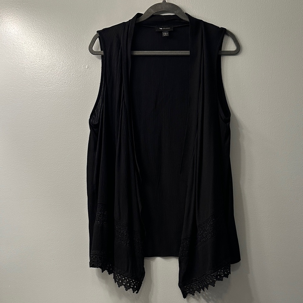 AB Studio Black Cardigan with Lace Detail